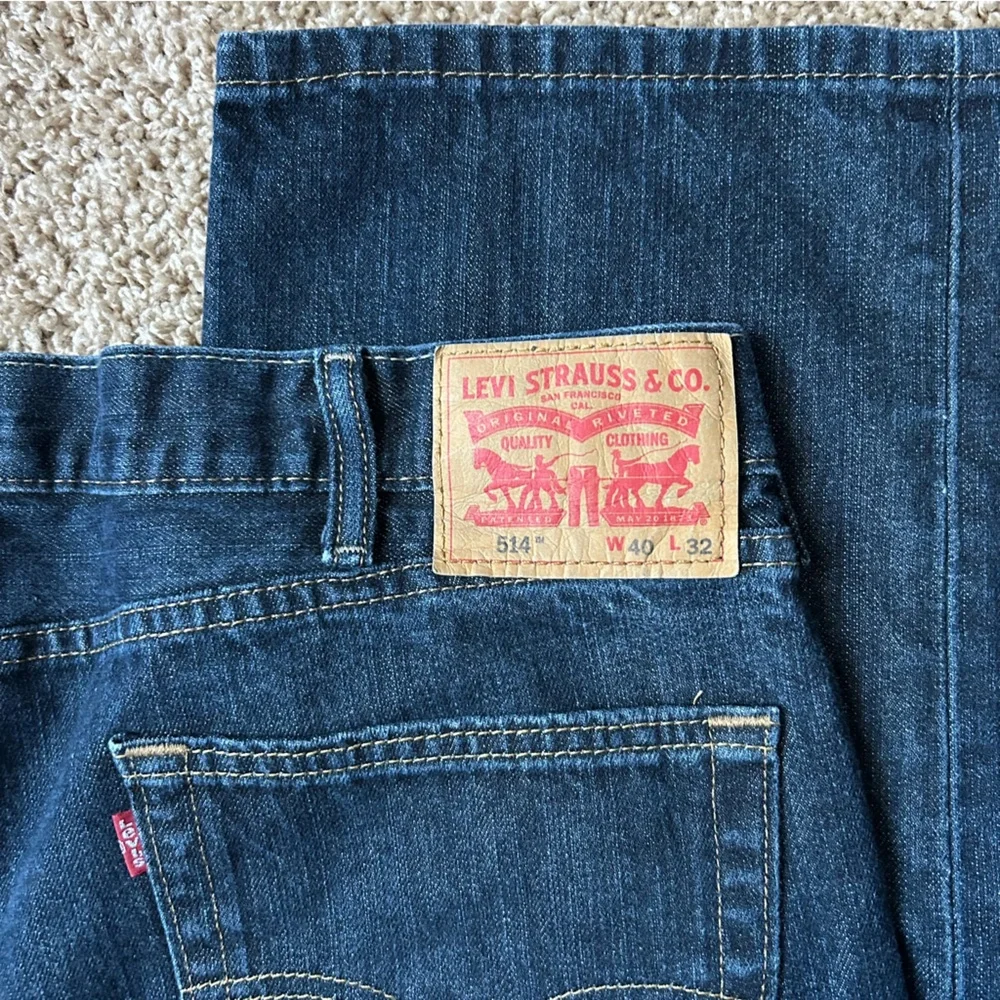 Men’s Levi’s 514 Dark Wash Denim Straight Fit Flex Jeans Size 40x32 |C59 - Picture 2 of 11